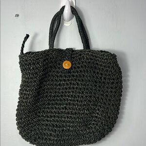 Cherokee Black Chunky Knit Tote Bag with Short Handles